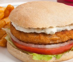 Salmon Burger Sandwich with Homemade Tartar Sauce