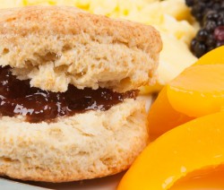 Homemade Buttermilk Biscuits with Strawberry Preserves