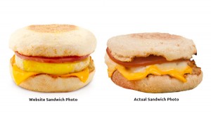 Egg Muffin Sandwich Ad Photo vs. Actual Product