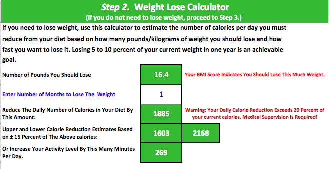 IMD Calorie Estimator Step 2
