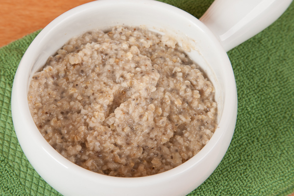 Quick cooking oatmeal with chia seeds.