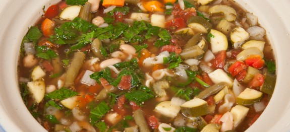 Slow Cooker Pesto Minestrone Soup